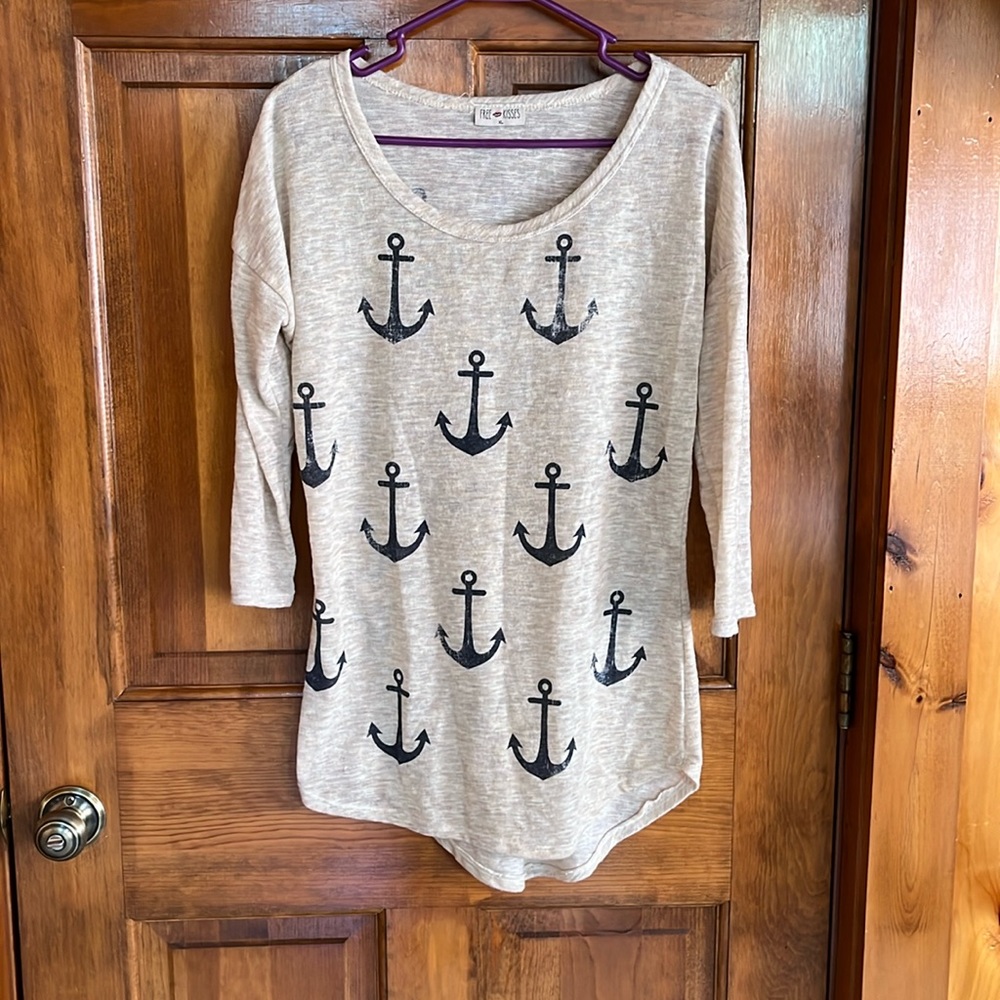 Free Kisses Anchor Long Sleeve Top Size XL